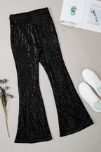 Black Sequin Wide Leg Pants