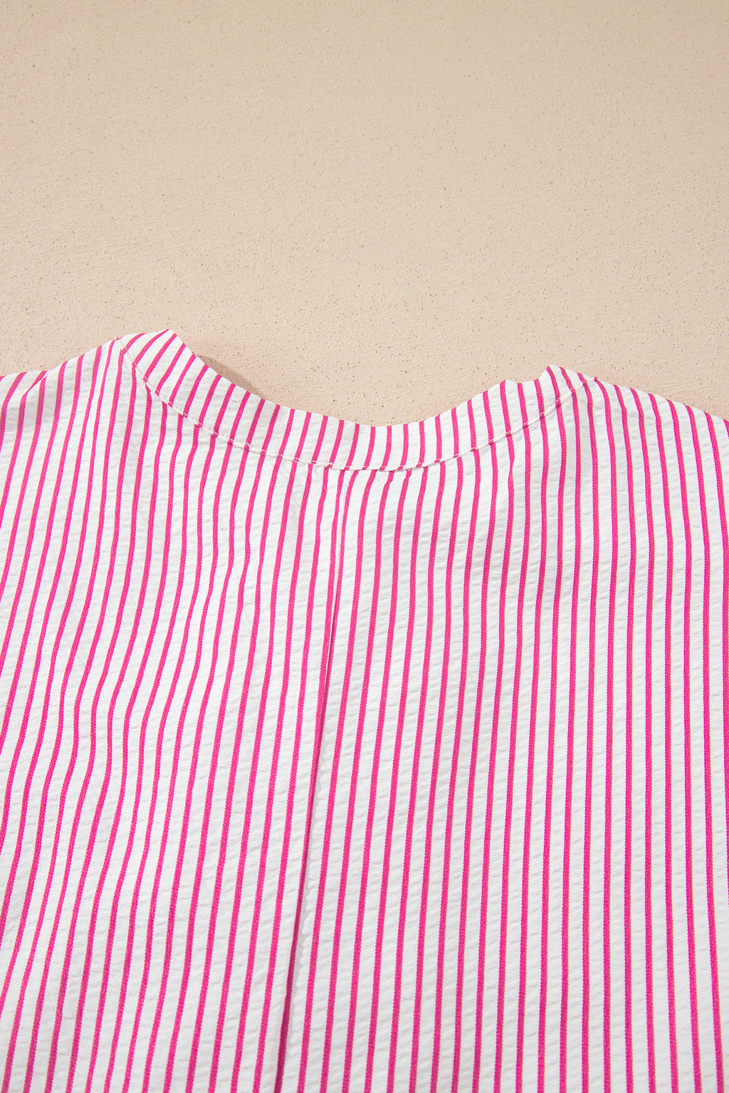 Striped Frilled Detail Half Buttons Short Sleeve Long Dress