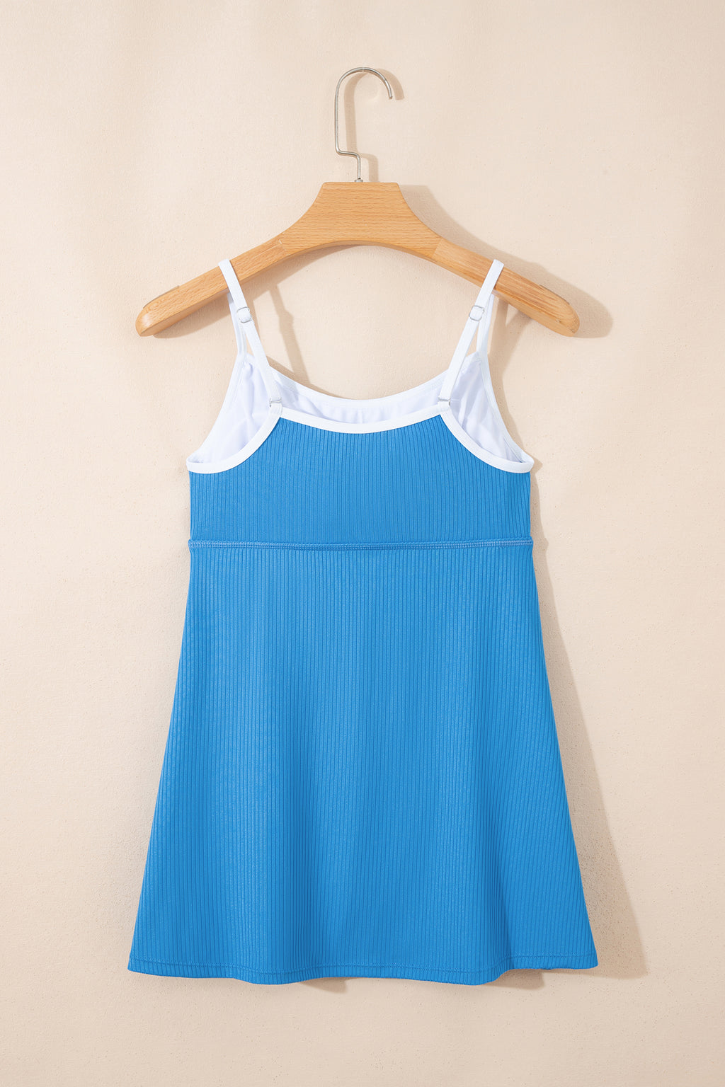 Color Block Edge Ribbed Pocketed Lined Swim Dress