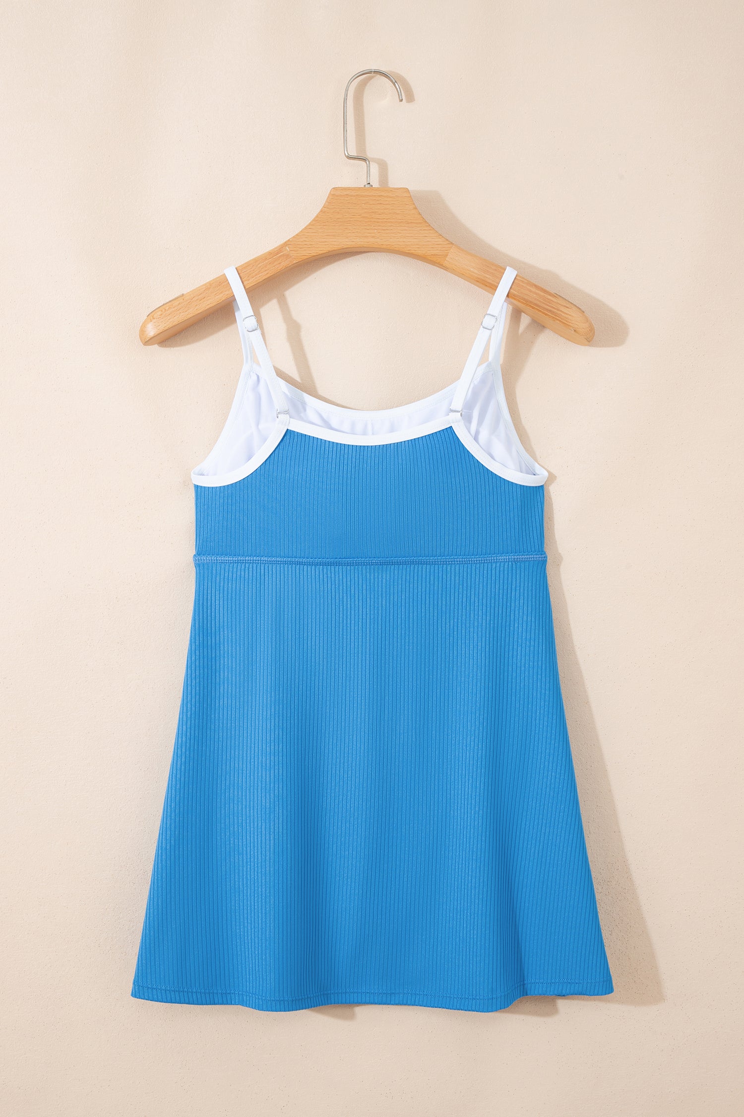 Color Block Edge Ribbed Pocketed Lined Swim Dress