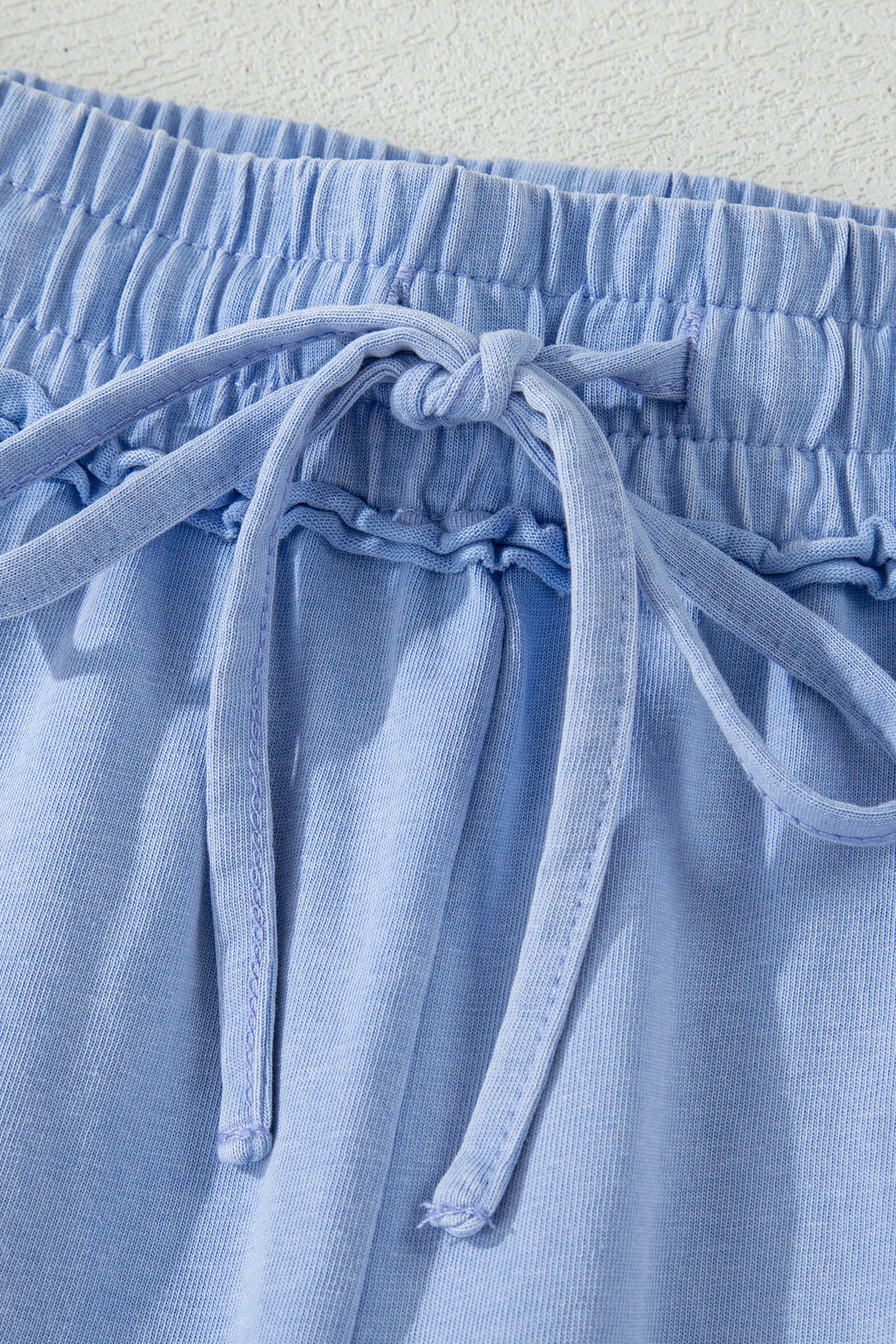 Mineral Washed Drawstring Elastic Waist Raw Cut Shorts