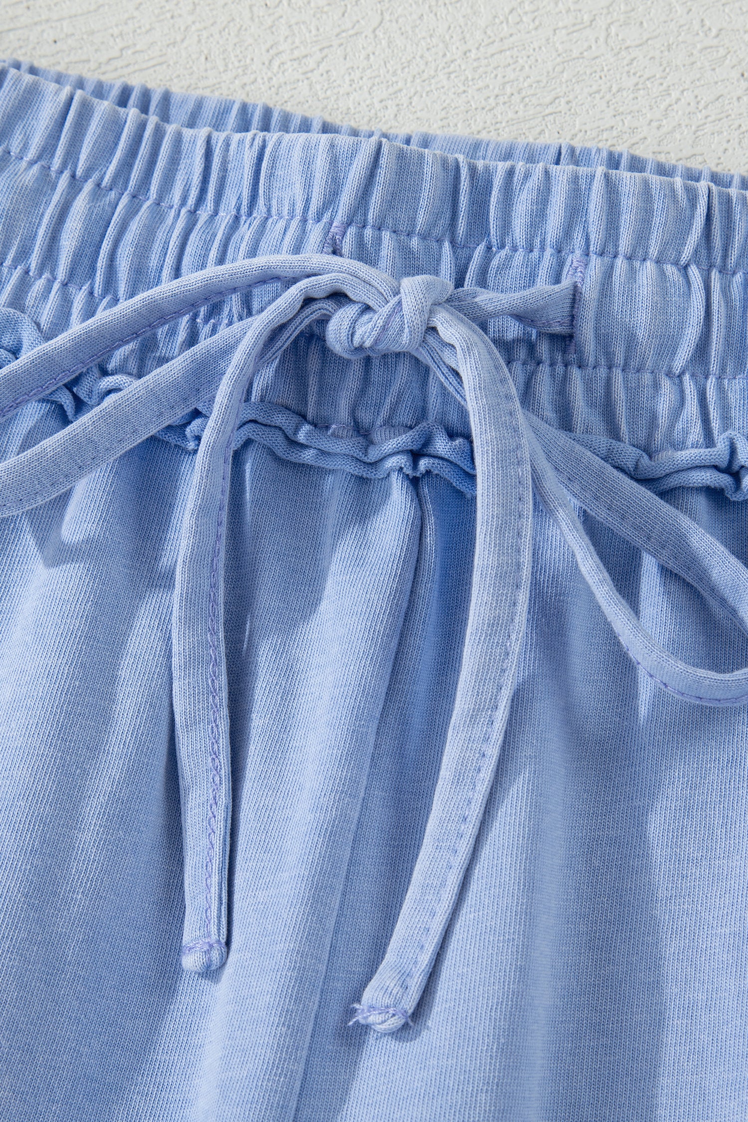 Mineral Washed Drawstring Elastic Waist Raw Cut Shorts