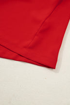 Fiery Red Contrast Trim Ribbon Bow Short Silky 2pcs Pyjama Set
