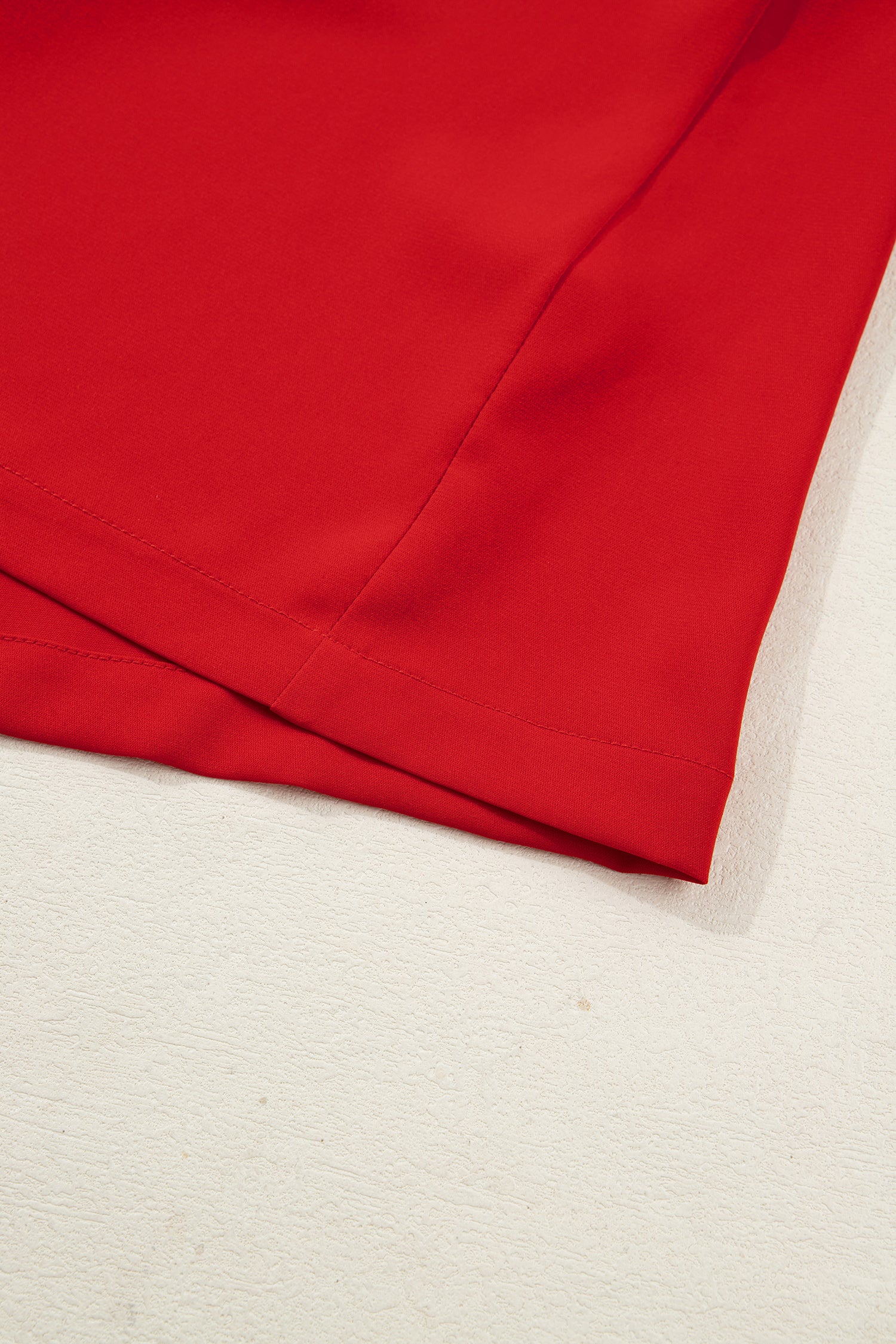 Fiery Red Contrast Trim Ribbon Bow Short Silky 2pcs Pyjama Set