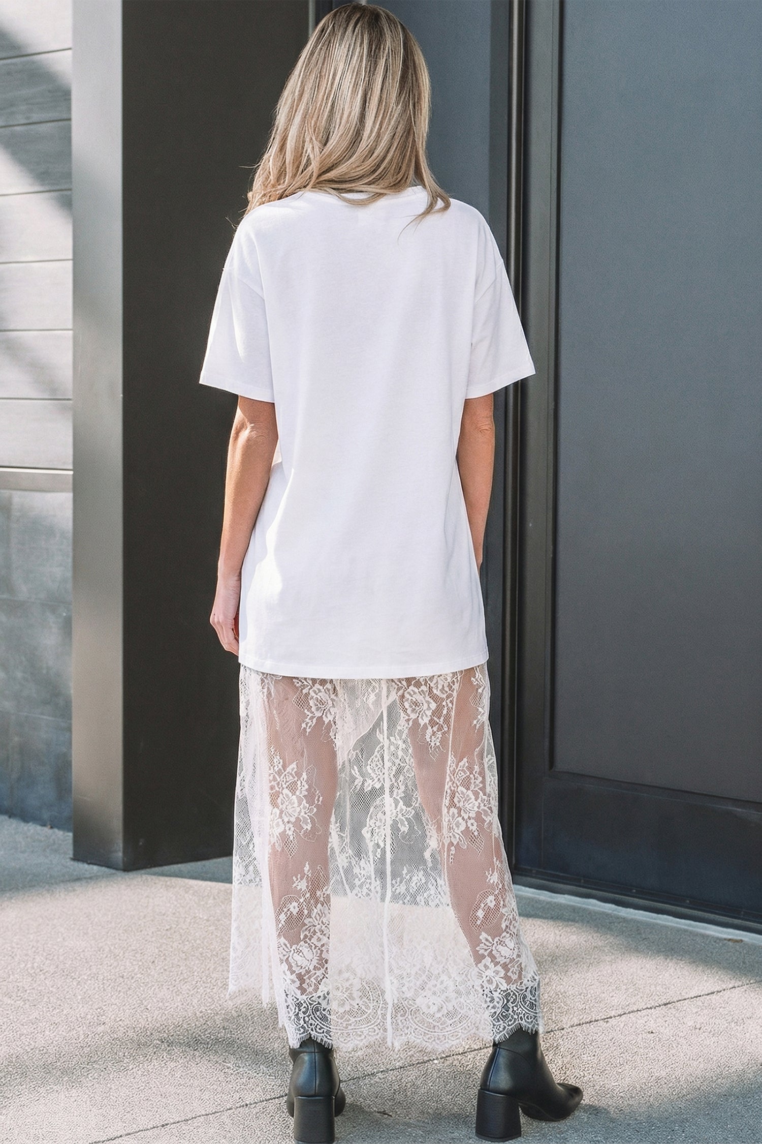 Floral Patchwork Short Sleeve T Shirt Loose Maxi Dress