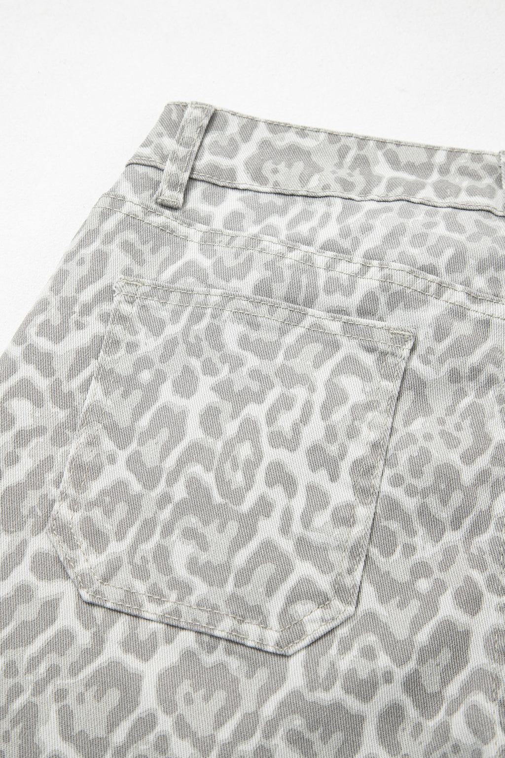 Leopard Frayed Edge Wide Leg High Waist Jeans