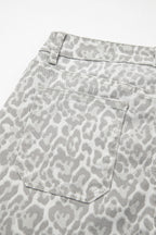 Leopard Frayed Edge Wide Leg High Waist Jeans