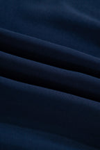 Navy Blue Button Detail Leopard Metallic Trim Short Sleeve Tunic Dress