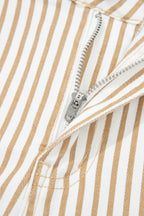 Khaki Stripe Casual Barrel Jeans