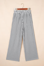 Black Stripe Wide Leg Casual Pants