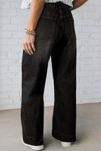 Black Acid Wash Contrast Lace-up Plus Size Jeans