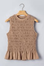 Shirred Slim Fit Ruffle Hem Tank Top
