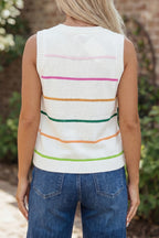 Striped Round Neck Knitted Sweater Tank