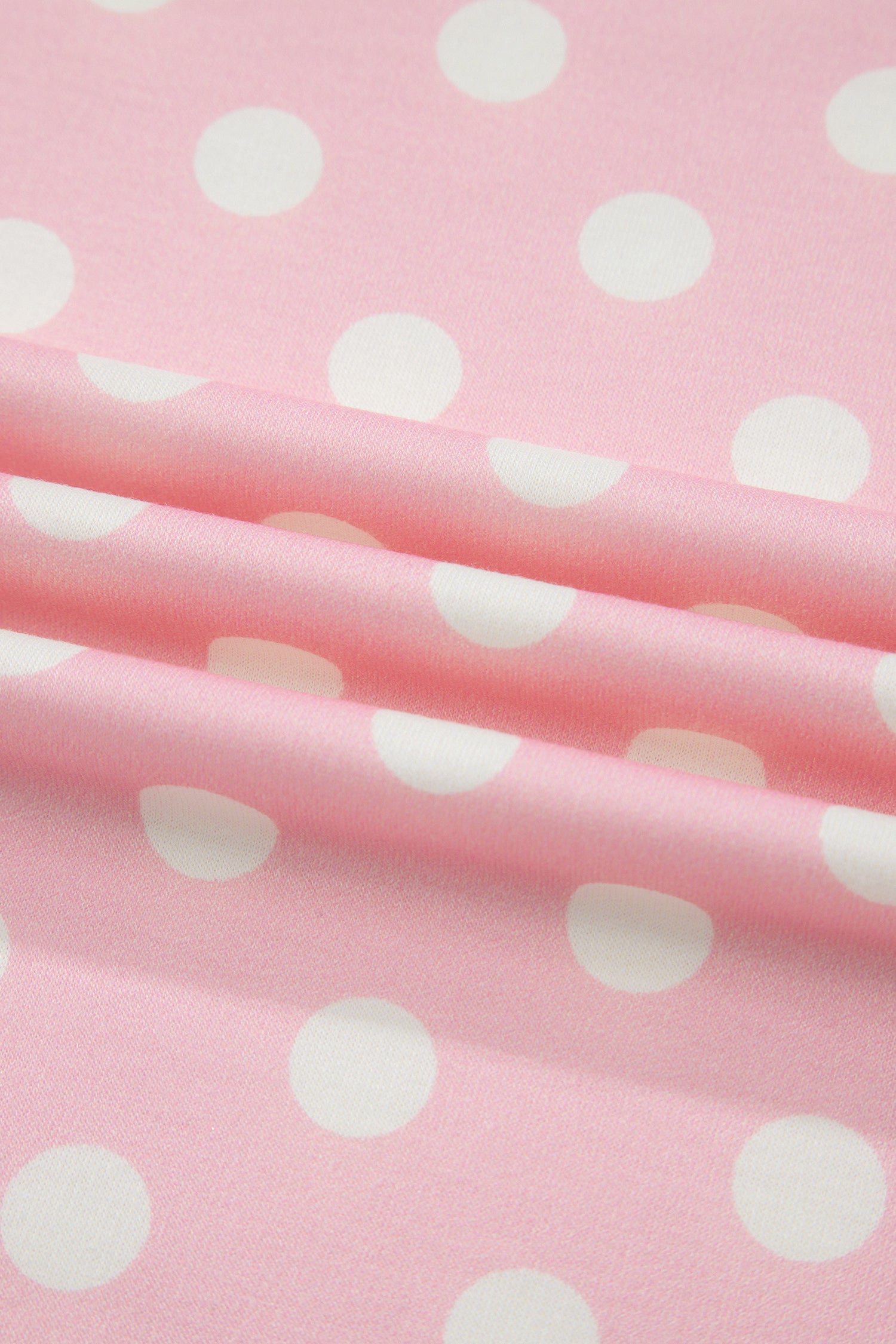 Pink Polka Dot Print Mock Neck Short Sleeve Top Shift Pant Set