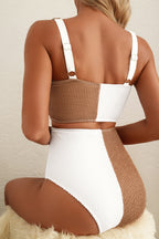 Corded Colorblock Square Neck Bikini Swimsuit