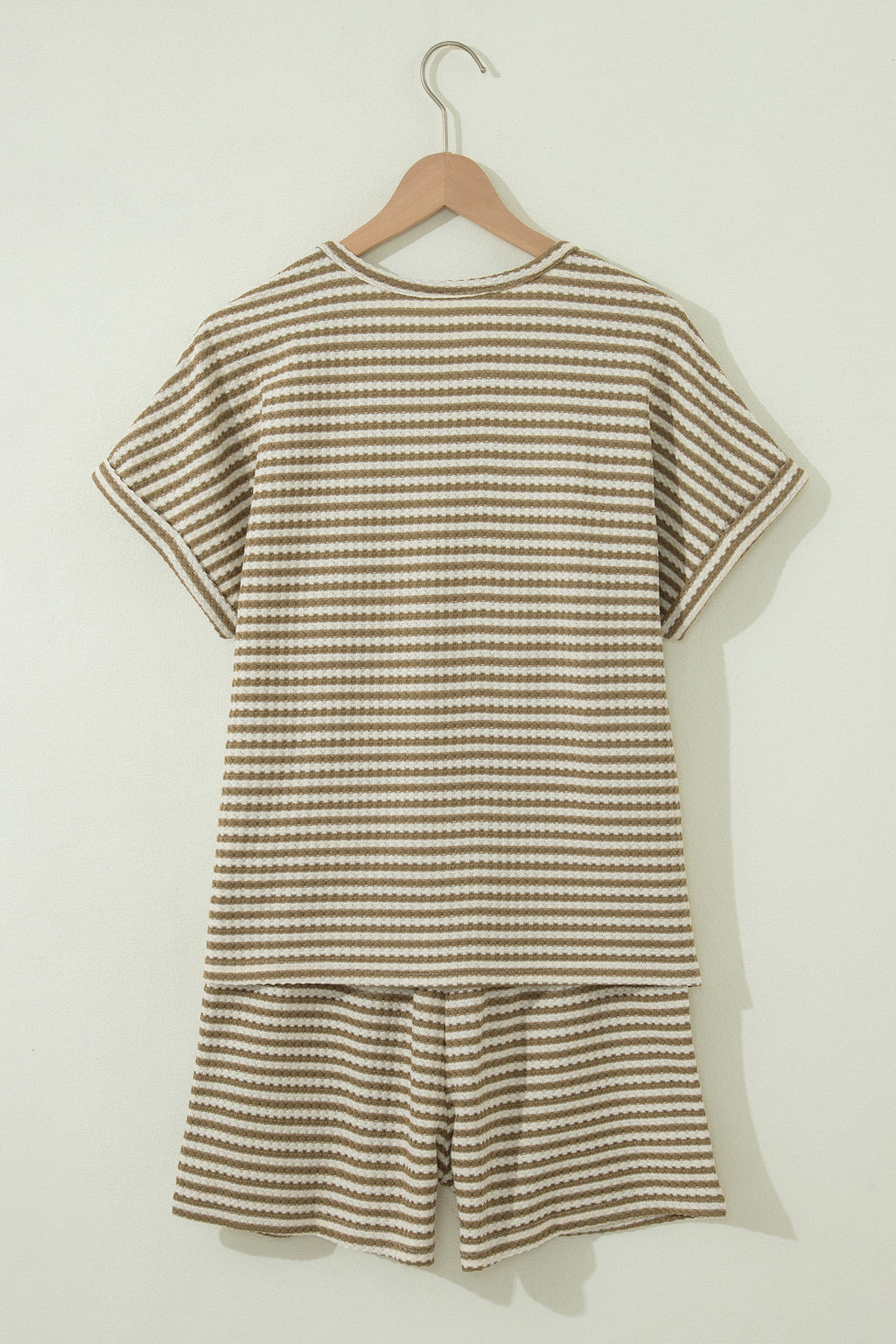 Striped Breathable Textured Knit Short 2pcs Set
