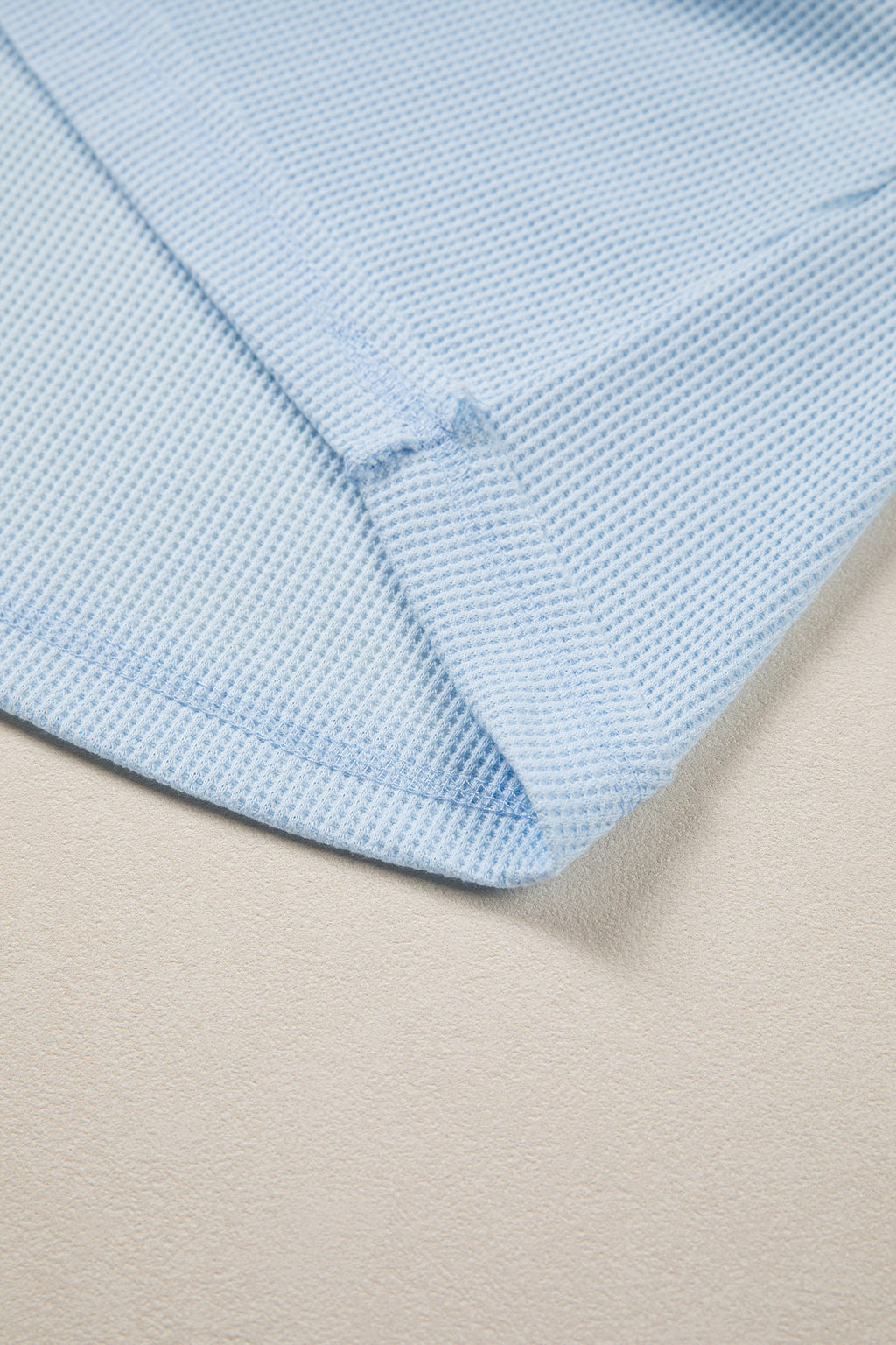 Solid Coluor Raw Seam Waffled Patchwork Casual T Shirt