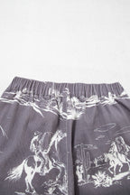 Grey Wild West Riding Vintage Printed Shift Jeans