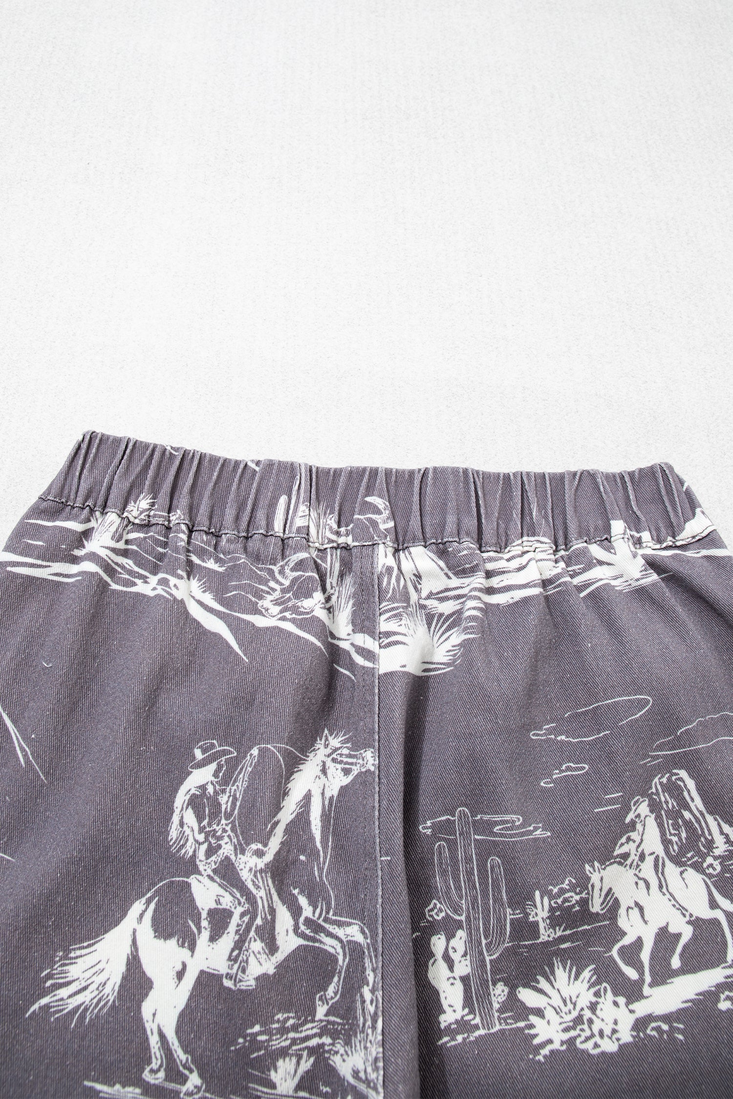 Grey Wild West Riding Vintage Printed Shift Jeans