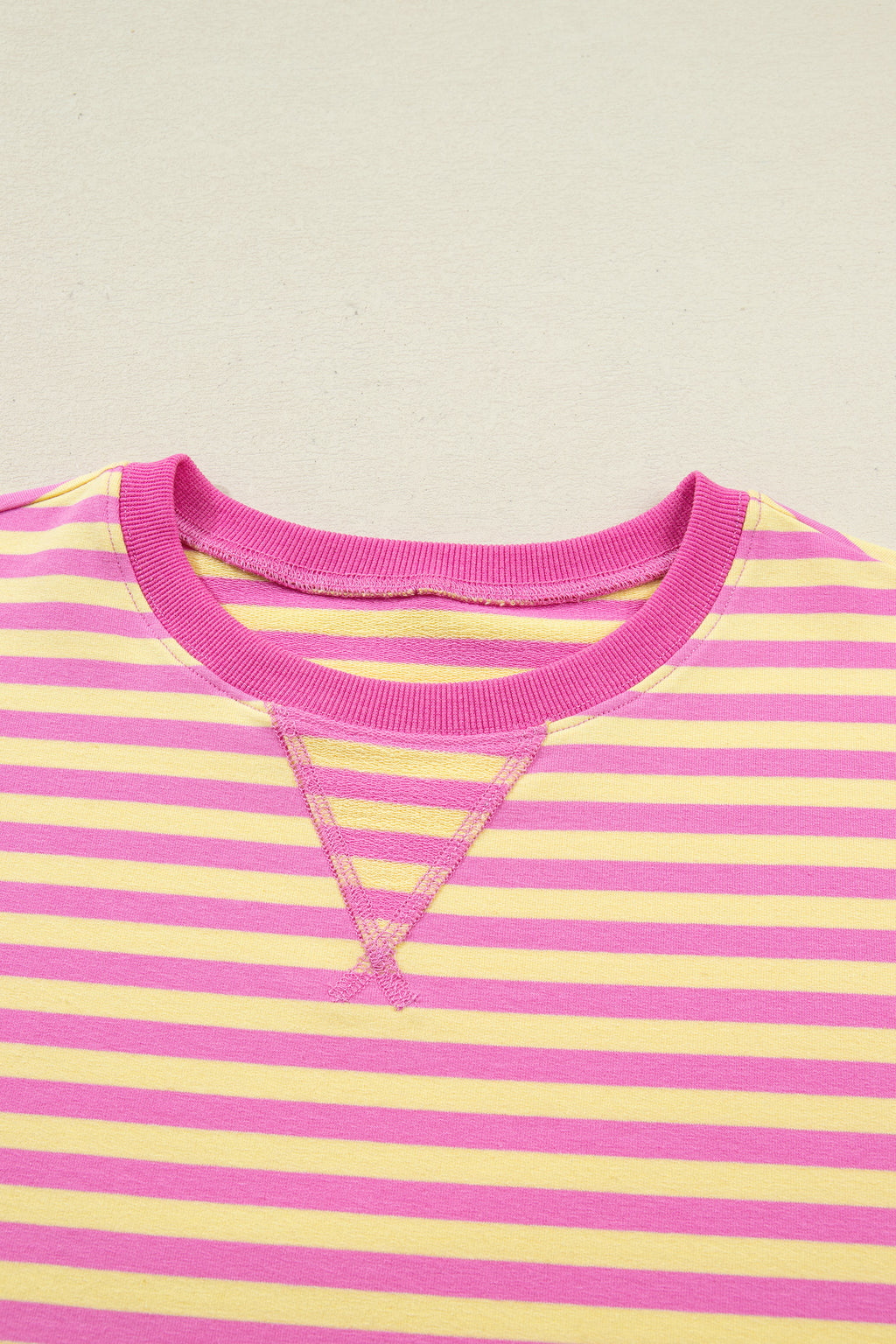 Striped Drop Shoulder Boxy Casual Terry Short Set