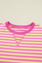 Striped Drop Shoulder Boxy Casual Terry Short Set
