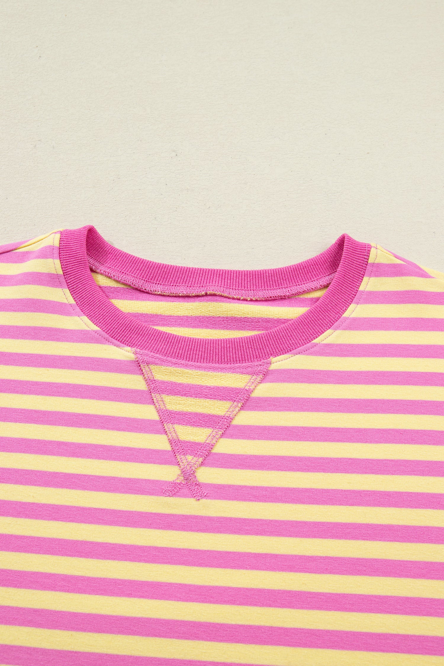Striped Drop Shoulder Boxy Casual Terry Short Set