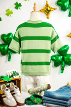 Green Stripe Oh for Lucks Sake St Patricks Day Short Sleeve Sweater