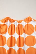 Polka Dot Print Frilled Round Neck Shift Tank Top