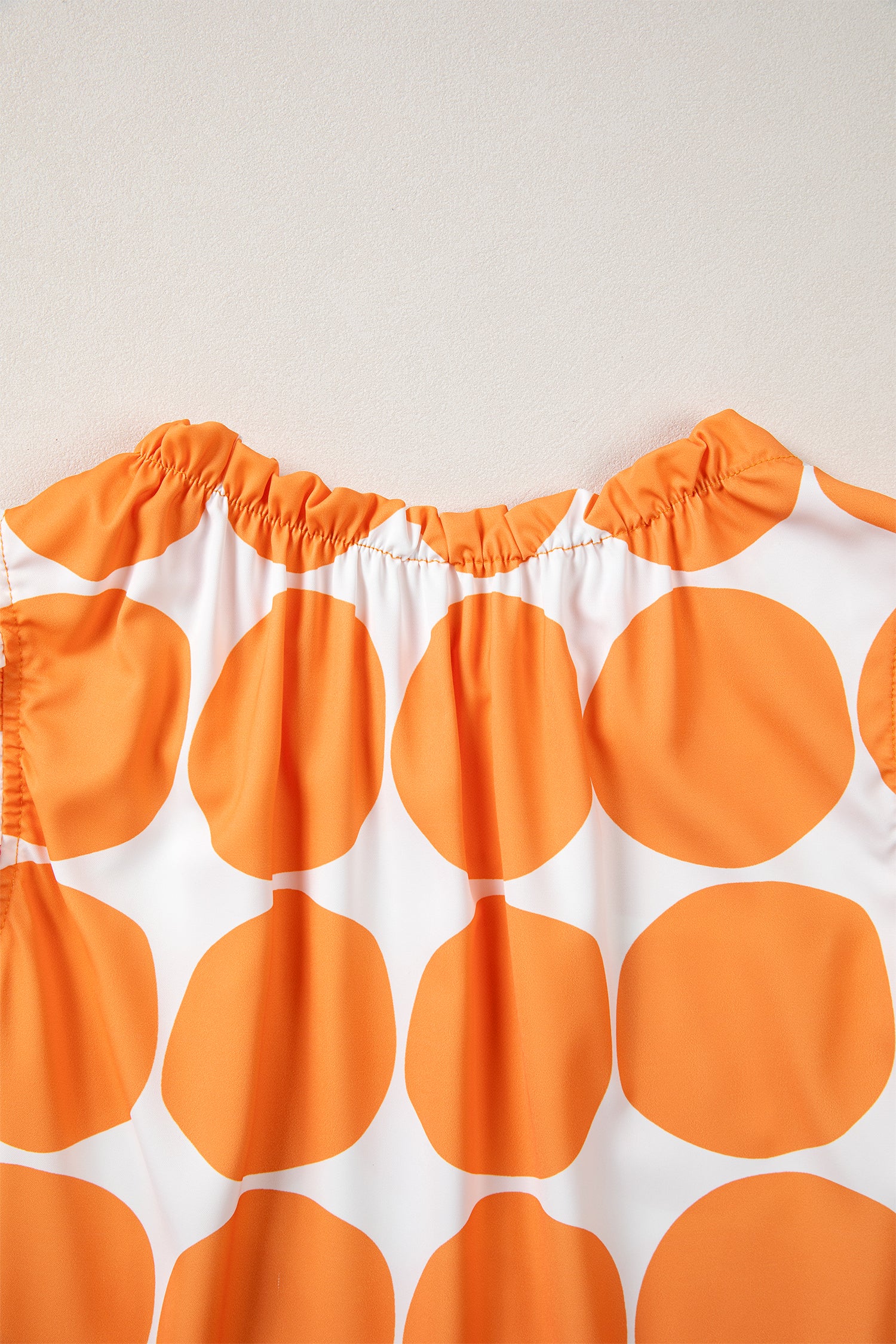 Polka Dot Print Frilled Round Neck Shift Tank Top