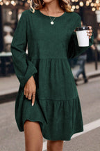 Lantern Sleeve Tiered Mini Dress