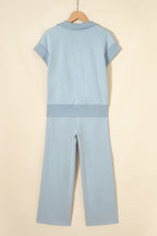 Half Zip Polo Tee Casual Pant Set