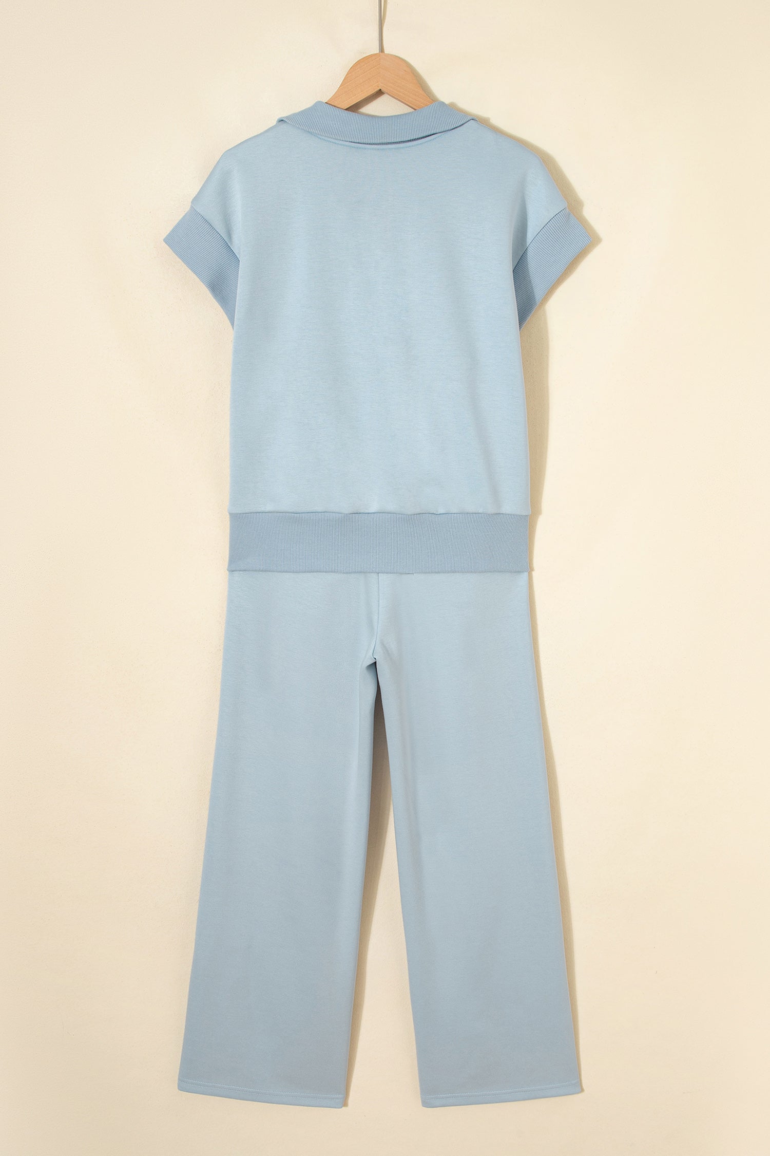 Half Zip Polo Tee Casual Pant Set