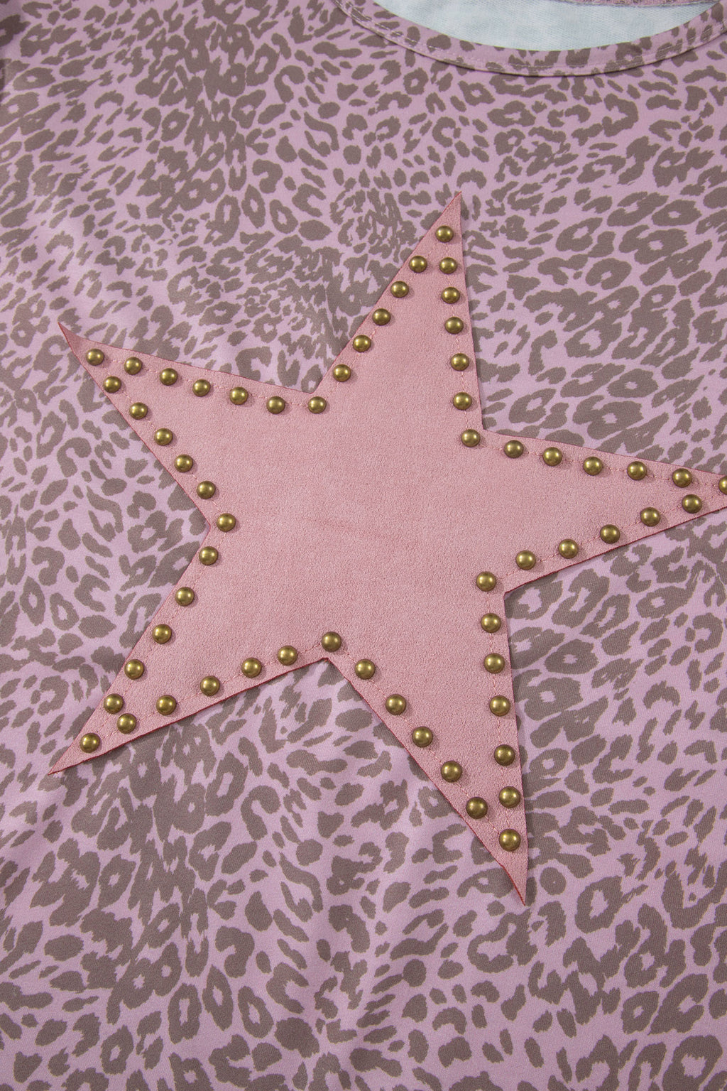 Leopard Retro Studded Star Patch Loose Tee