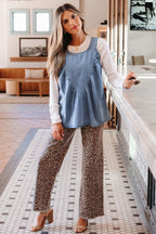 Myosotis Denim Pleated Patchwork Sleeveless Top