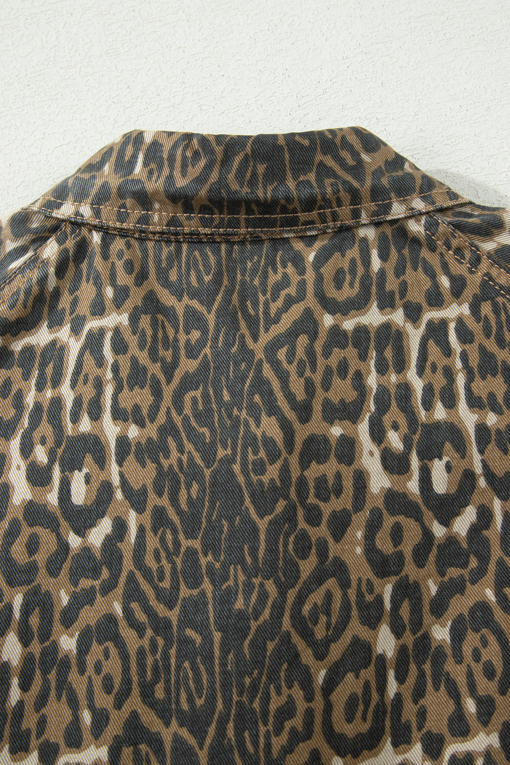 Grey Leopard Print Short Sleeve Pleated Denim Mini Dress