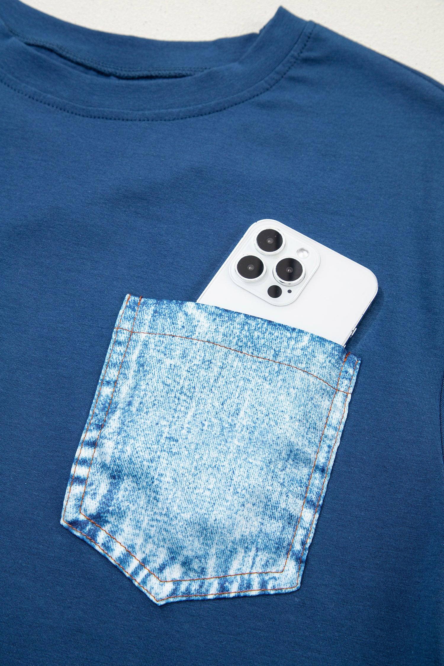Color Block Chest Pocket Patched Casual Short Sleeve Top
