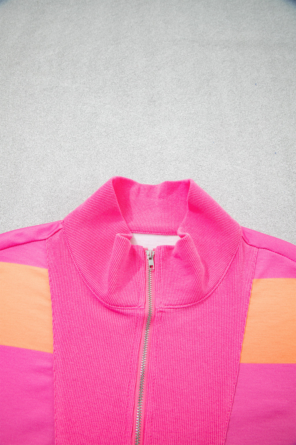 Seam Detail Half Zip Tee Casual Shorts 2pcs Set