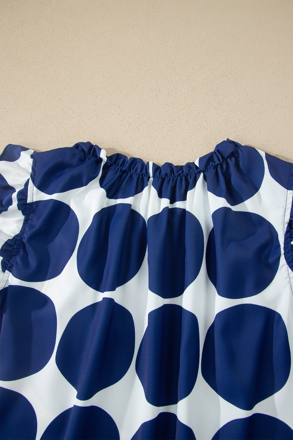 Polka Dot Print Frilled Round Neck Shift Tank Top