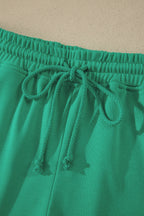 Solid Color Loose Tee Drawstring Shorts 2pcs Outfit
