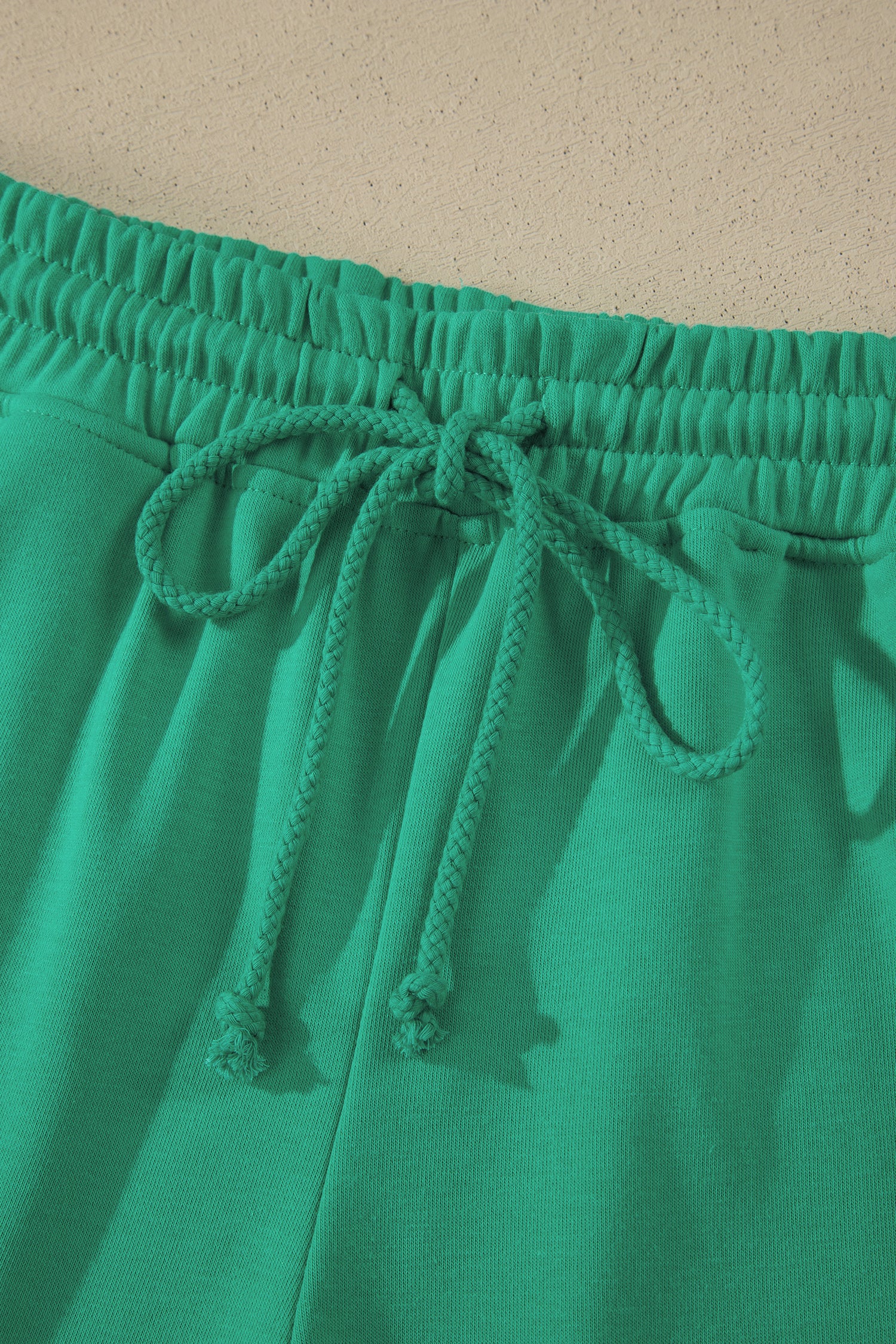 Solid Color Loose Tee Drawstring Shorts 2pcs Outfit