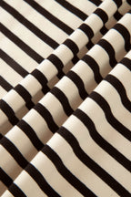 Black Stripe Ribbed Color Block Trim Zip Polo Tee Drawstring Shorts 2pcs Outfit