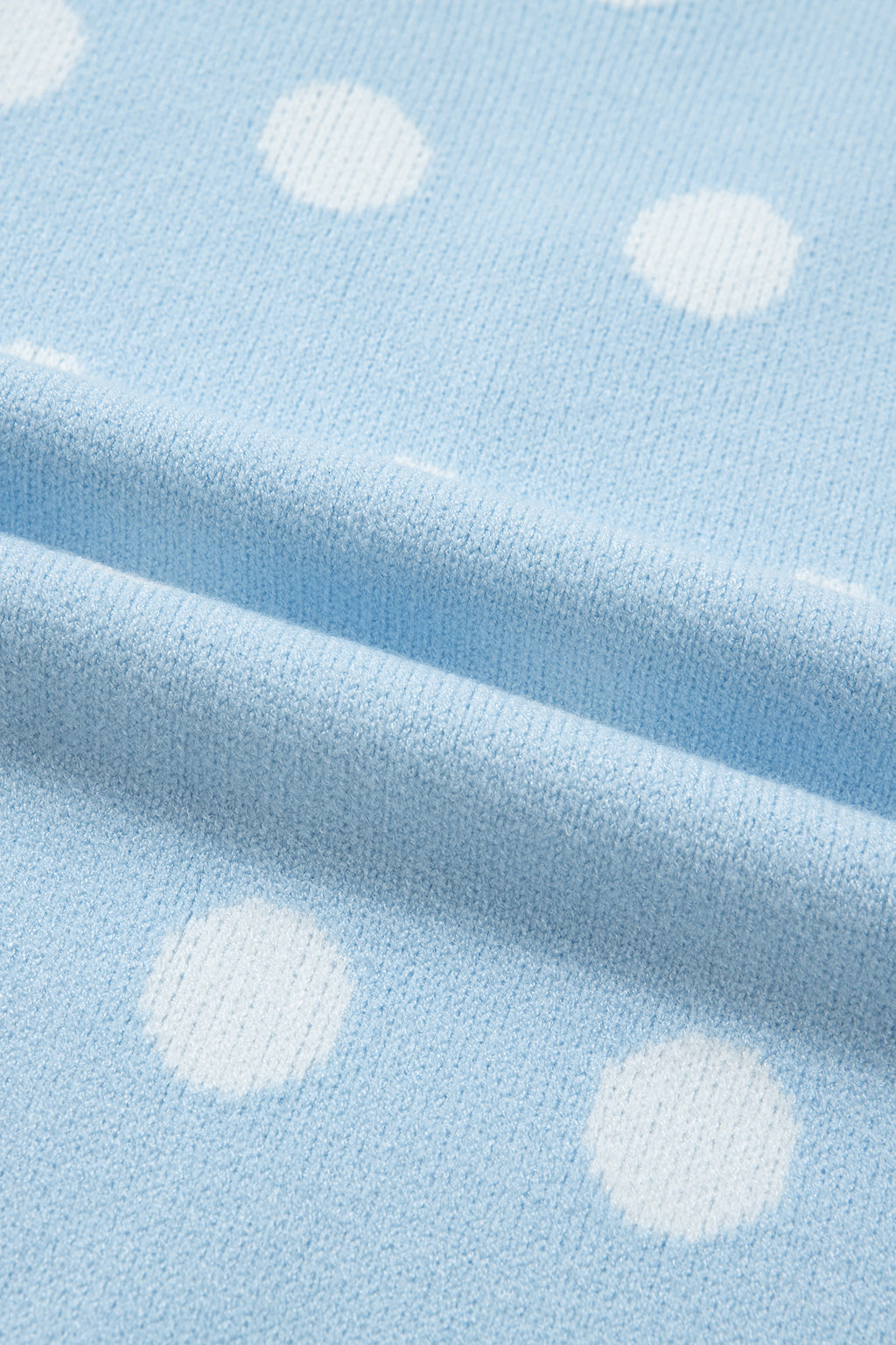 Polka Dot Puff Short Sleeve Sweater Top