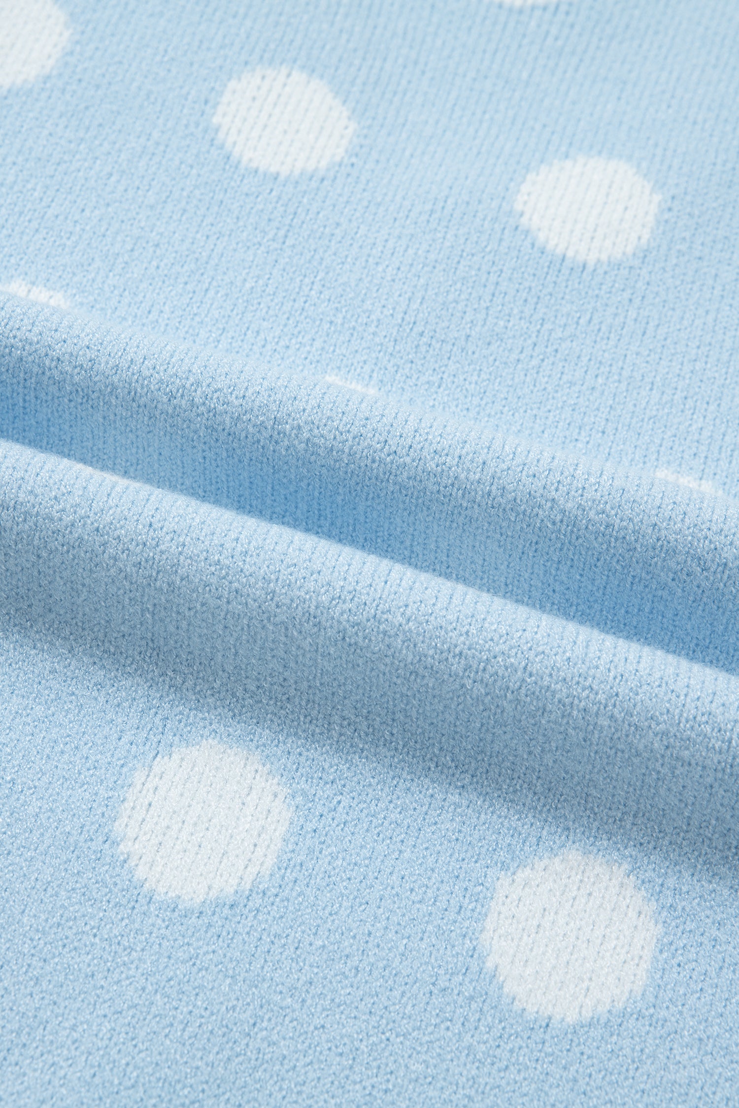 Polka Dot Puff Short Sleeve Sweater Top