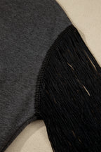 Carbon Grey YEE HAW Boots STATE OF MIND Fringed Sleeve Tee