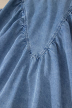 Myosotis Denim Pleated Patchwork Sleeveless Top