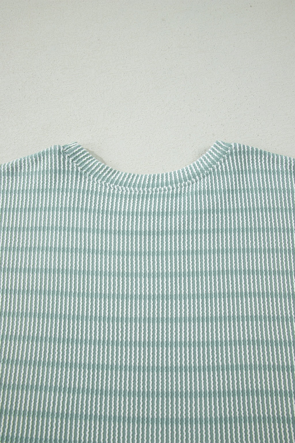 Striped Raised Rib Loose Tee Drawstring Elastic Waist 2pcs Short Set