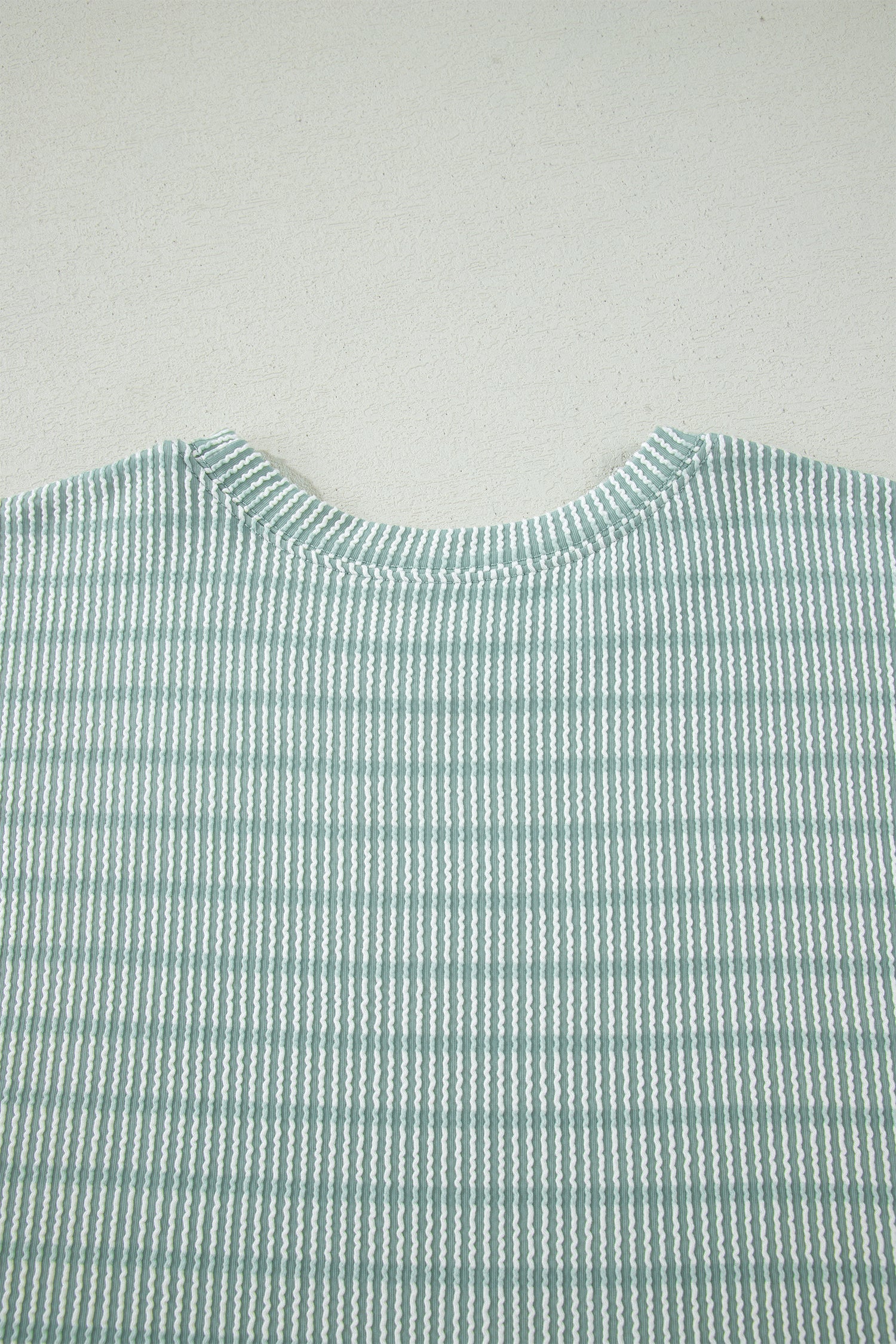 Striped Raised Rib Loose Tee Drawstring Elastic Waist 2pcs Short Set