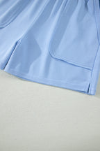 Banana Cream Loose Polo Tee Elastic Waist 2pcs Short Set