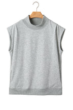 Solid Color High Neck Cap Sleeve Loose Top