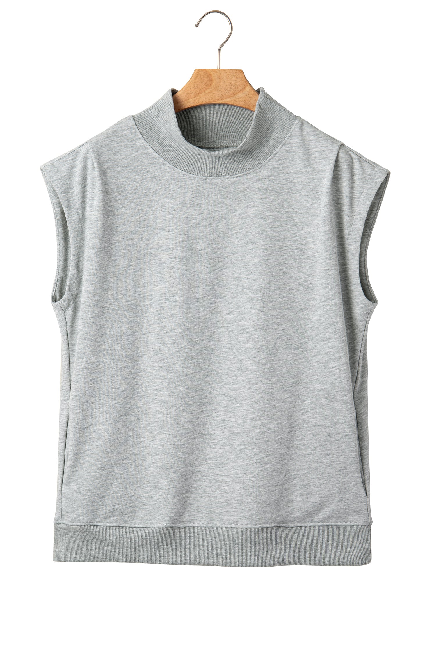 Solid Color High Neck Cap Sleeve Loose Top